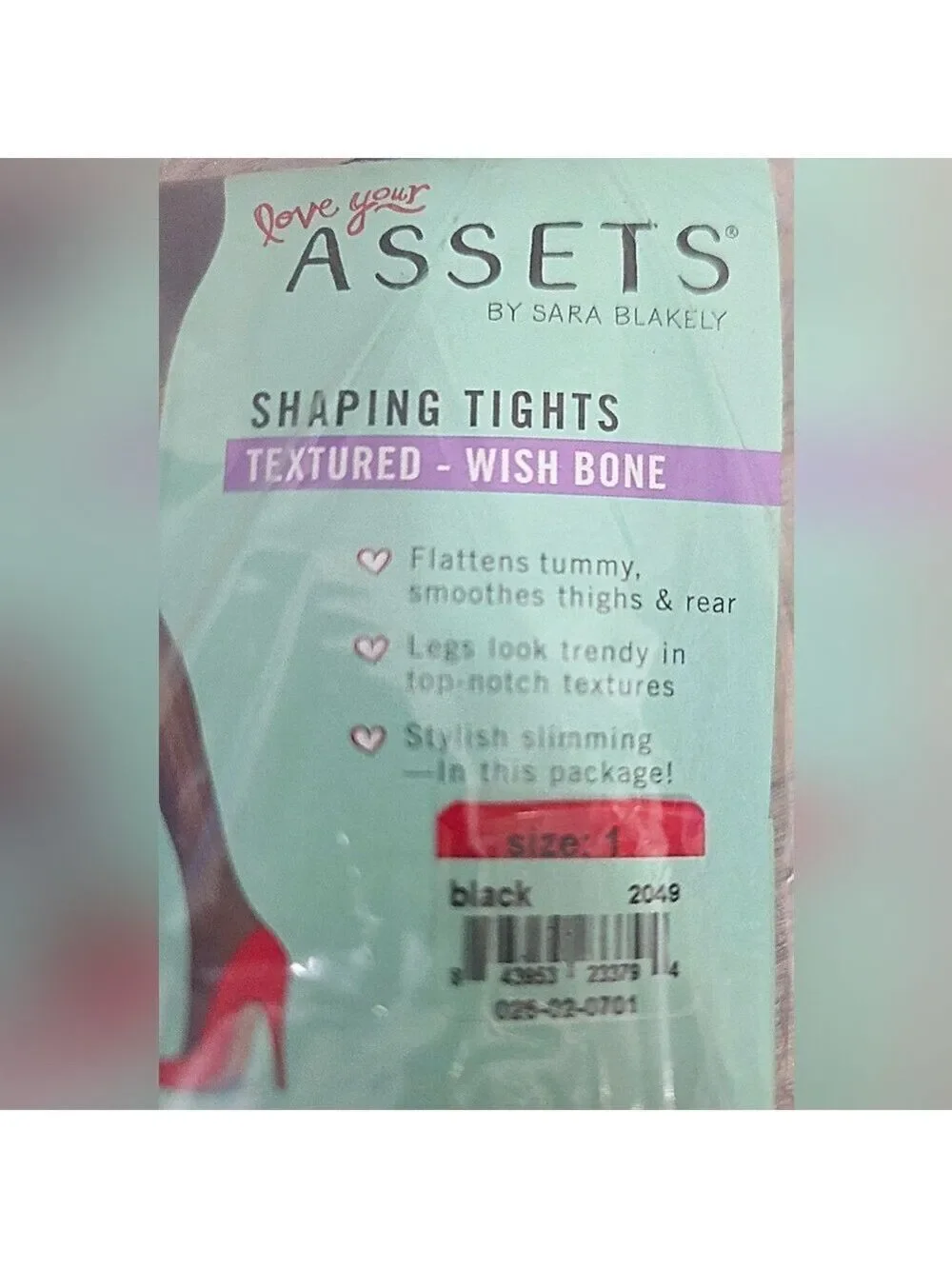 Assets by Sara Blakely Shaping Tights Textured Wish Bone Black Size 1 - New